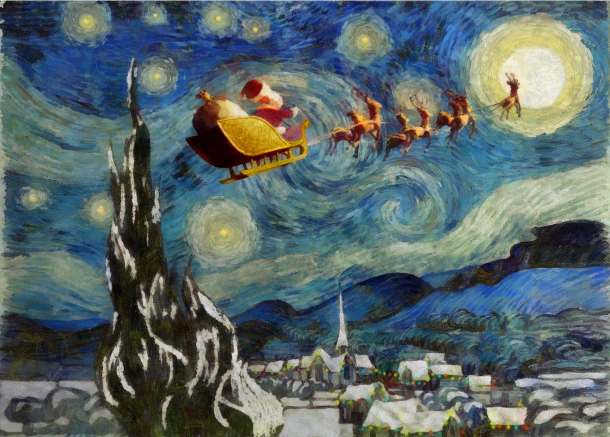 Fine Art Christmas Cards Santa Takes An Eventful Tour Of Art History Ruth Millington